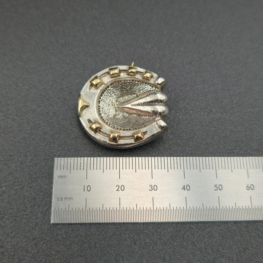 Sterling Silver Horseshoe And Shell Heavy Pin Brooch A6148 - Picture 5 of 7